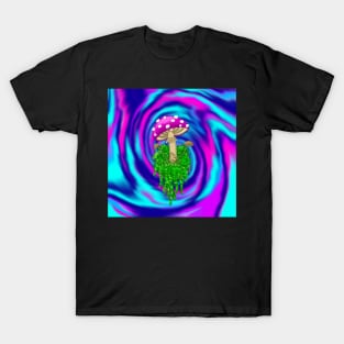 Trippy Mossy Fungi Design T-Shirt